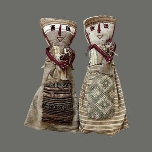 Tall Mother & Child Textile Peruvian Chancay Burial Dolls - 18”